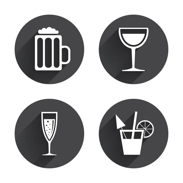 Alcoholic drinks, beverages icons set. — ストックベクタ