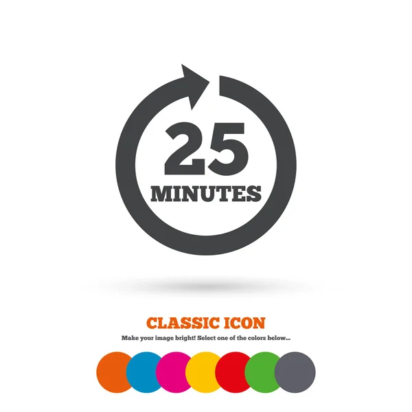 Every 25 minutes sign icon — Stock Vector