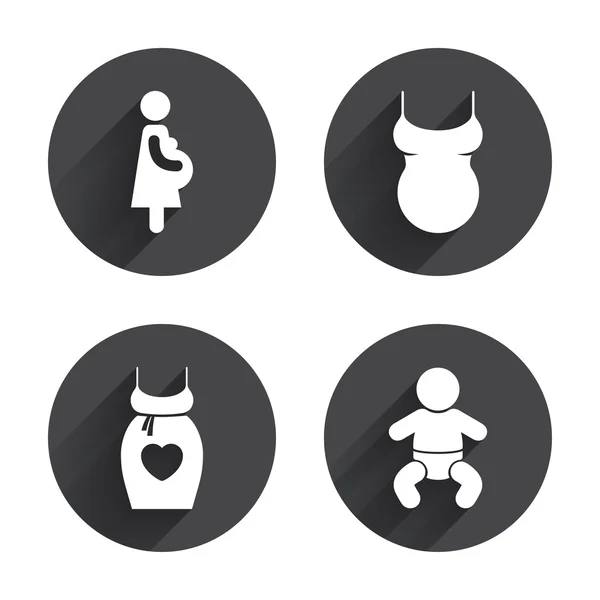 Maternidad, bebé, iconos del embarazo — Vector de stock