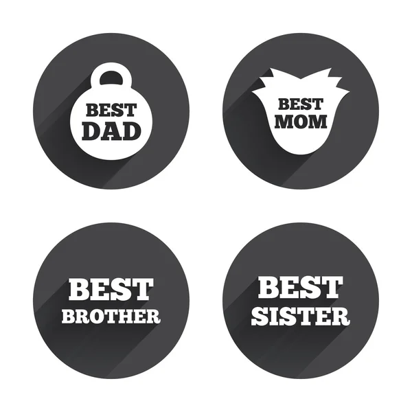 Nejlepší máma. otec, bratr, sestra ikony. — Stockový vektor