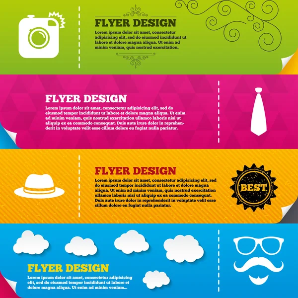 Flyer with Hipster style icons — Stockvector