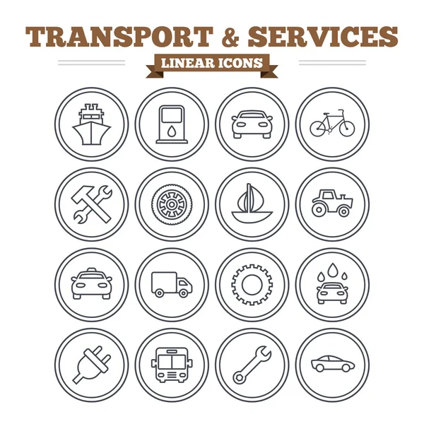 Conjunto de iconos de transporte y servicios — Archivo Imágenes Vectoriales