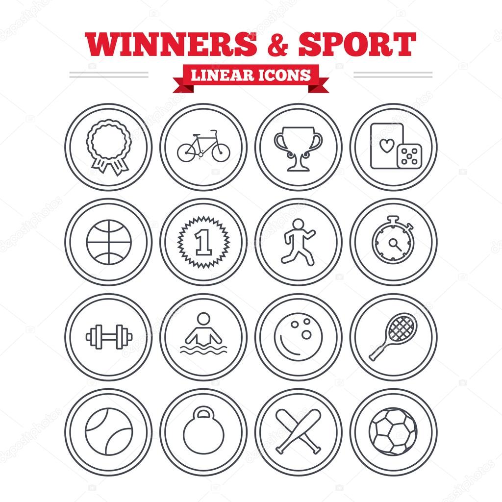 Winners and sport icons set.