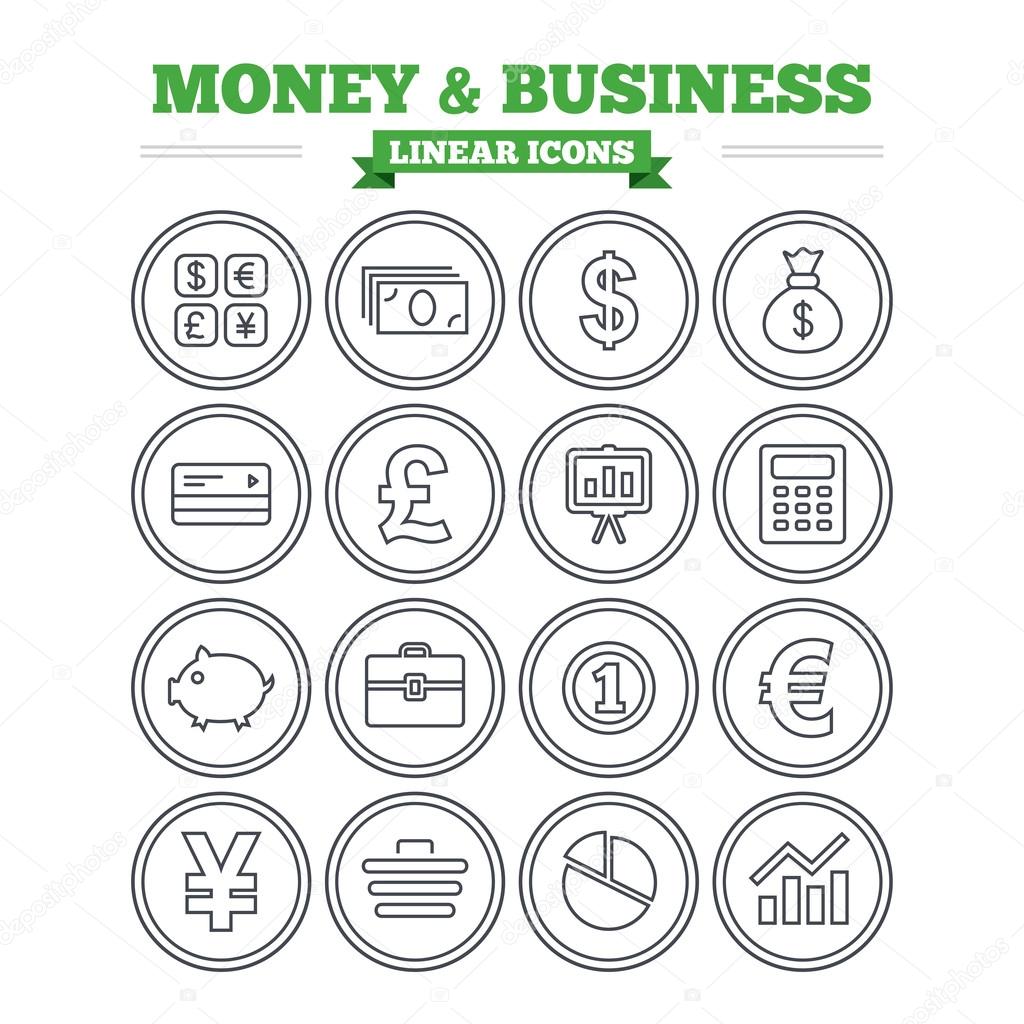 Money and business icons set.