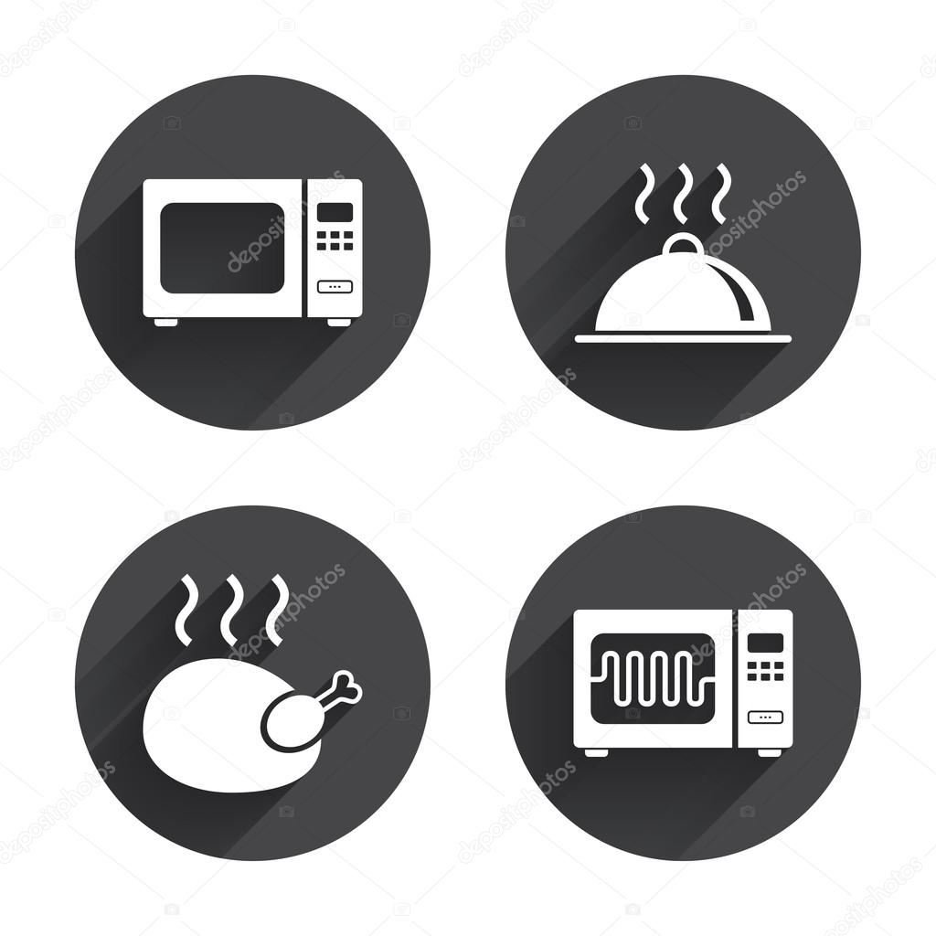 Microwave oven, cooking icons.