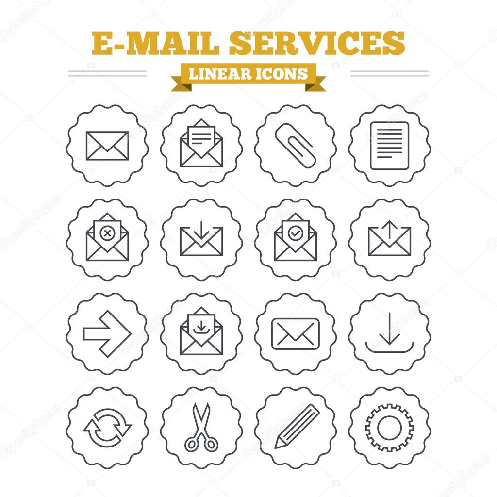 Mail services icons set