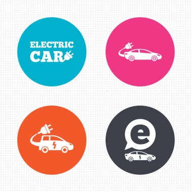 Electric car sign, icons set.