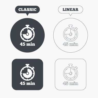 45 minutes stopwatch symbols set