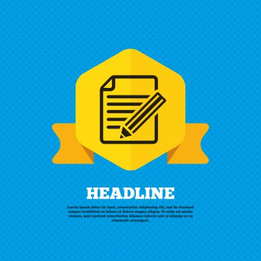 Edit document, file sign icon.