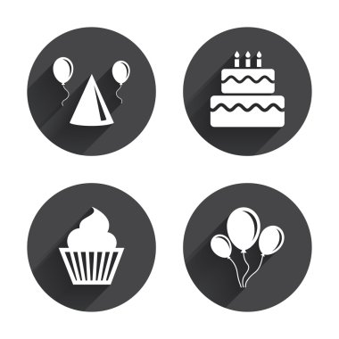 Birthday party, celebration icons set.