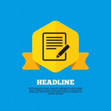 Edit document, file sign icon.