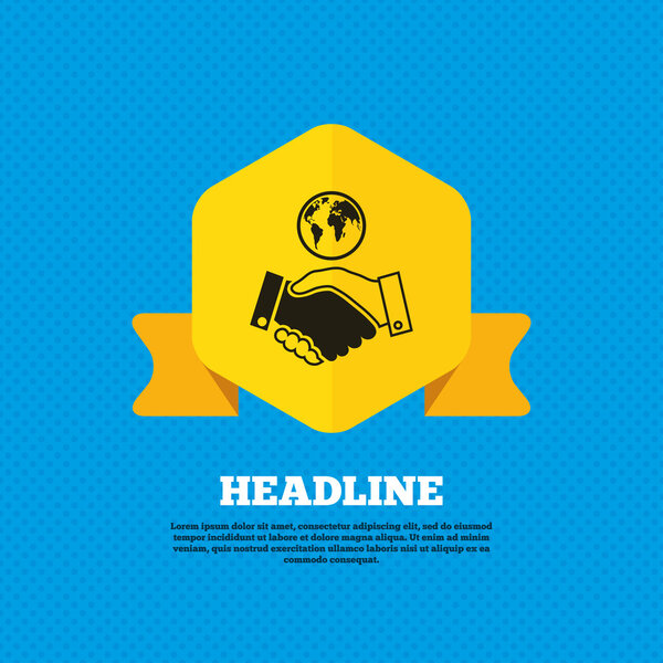 World handshake sign icon.