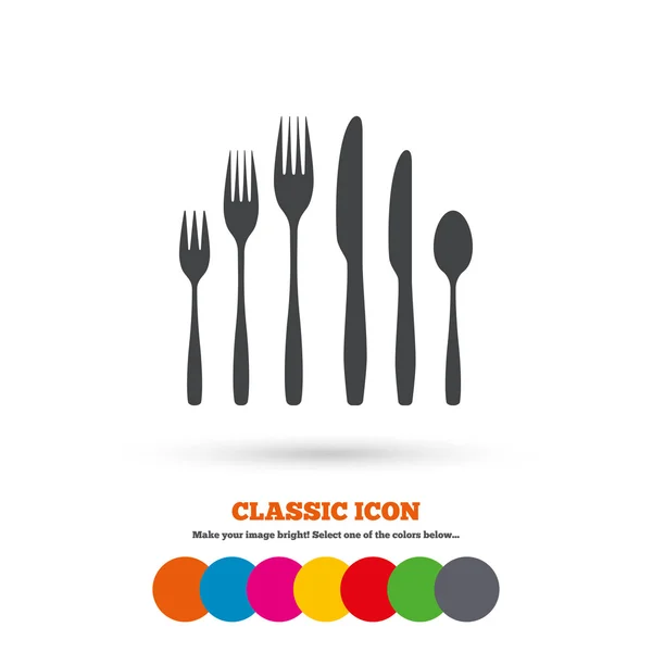 Cubertería, tenedor, icono de cuchara — Vector de stock