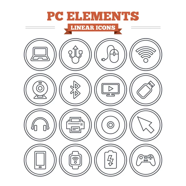 Computer elements icons set. — ストックベクタ