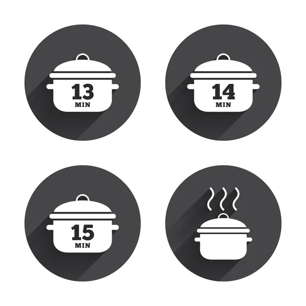 Cooking pan, boil icons. — Stok Vektör