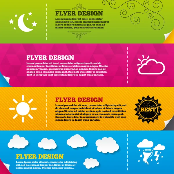 Flyer with, weather, nature icons — Stock Vector