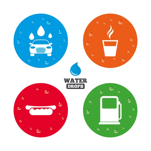 Icone dei servizi di benzina o stazione di servizio . — Vettoriale Stock