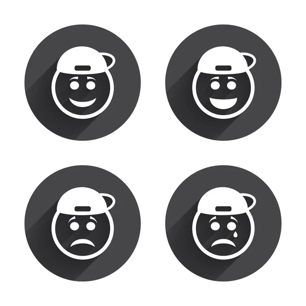 Rapper smile face icons — Stock Vector