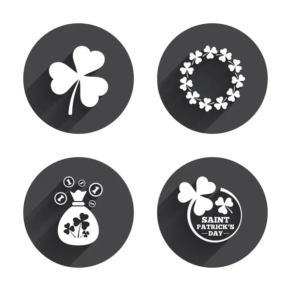 Saint Patrick day, money bag icons — 스톡 벡터