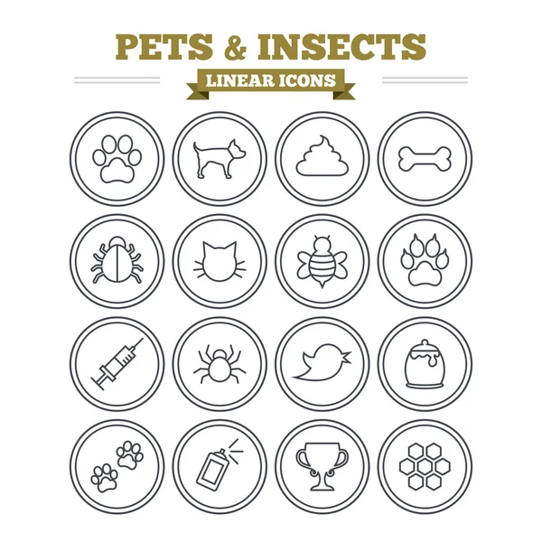 Pets and Insects icons set. — Διανυσματικό Αρχείο