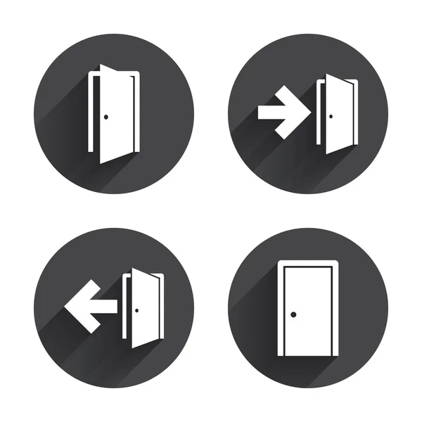 Emergency exit, doors icons set — Stock Vector