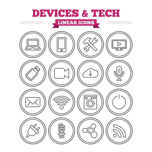 Conjunto de iconos de dispositivos y tecnologías . — Vector de stock