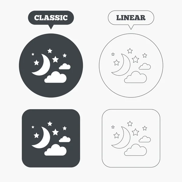 Měsíc, mraky, hvězdy, sny ikony — Stockový vektor