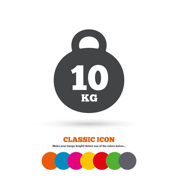 10 kilogram, weight, sport icon — Stock Vector