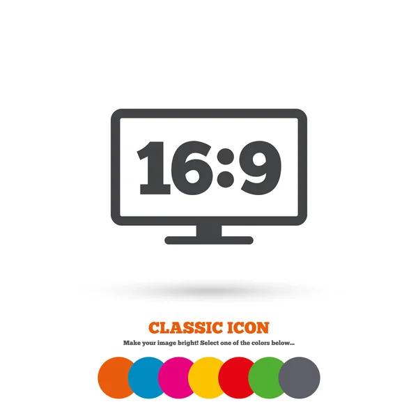 Widescreen tv. Monitor icon. — Stock Vector