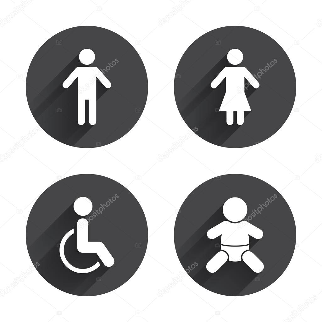 WC, toilet icons set.