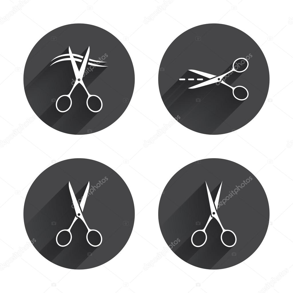 Scissors icons. Hairdresser or barbershop symbol