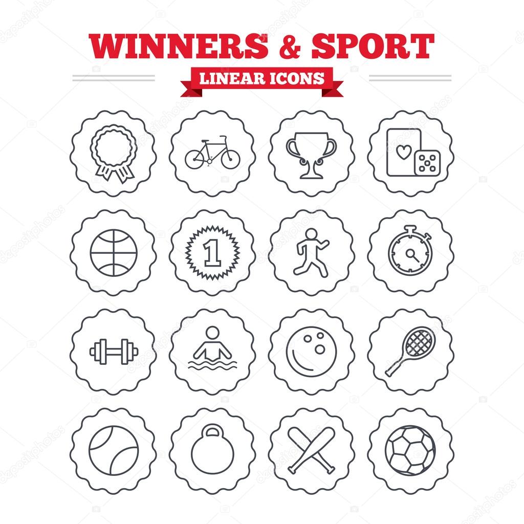 Winners and sport icons set.