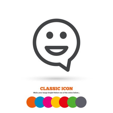 Happy face, speech bubble icon
