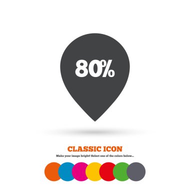 80 percent, discount,  sale pointer icon