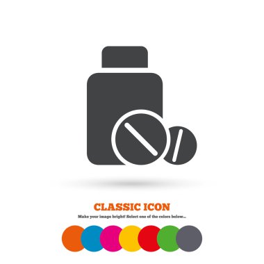 Medical tablets, Drugs icon.