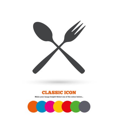 Dessert fork and teaspoon. Eat icon