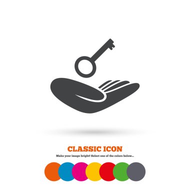 House insurance, hand with key icon