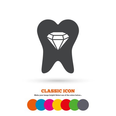 Tooth with crystal, dental icon.