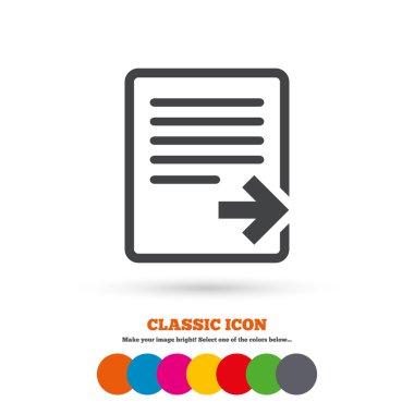 Export file, document icon.