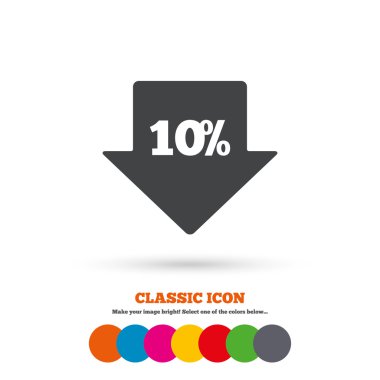 10 percent discount, sale, arrow icon
