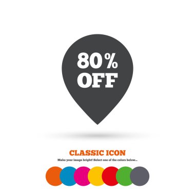 80 percent, discount,  sale pointer icon