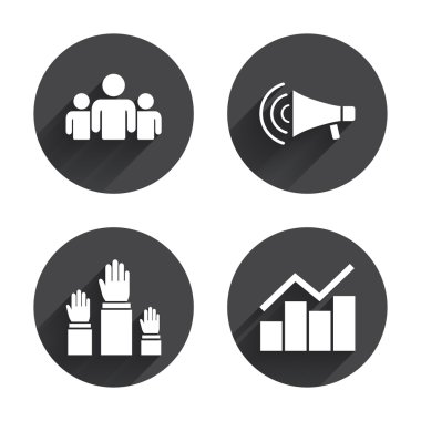 Strike, loudspeaker,  Election  icons