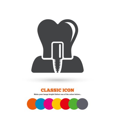 Tooth implant, dental care icon