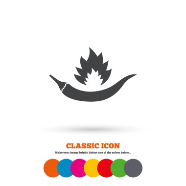 Hot chili pepper, spicy icon.