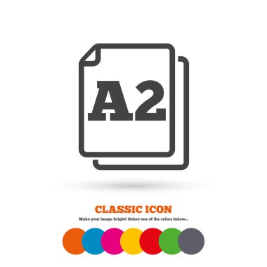 Paper size A2 standard, document icon