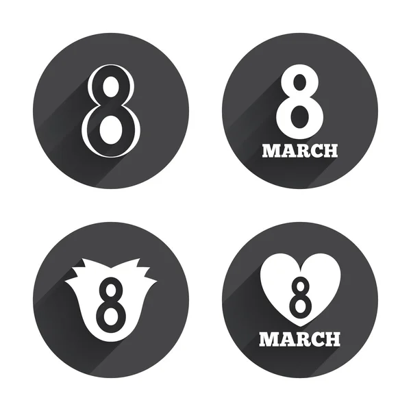 8 March, Women's Day icons — Stok Vektör