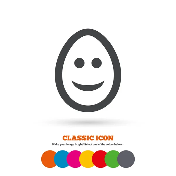 Sonrisa huevo cara signo icono . — Vector de stock