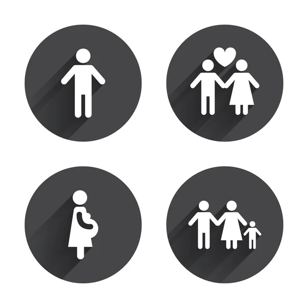 Family, Couple, love and pregnancy icons — ストックベクタ