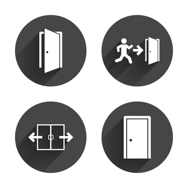 Doors, Emergency exit icons — 图库矢量图片