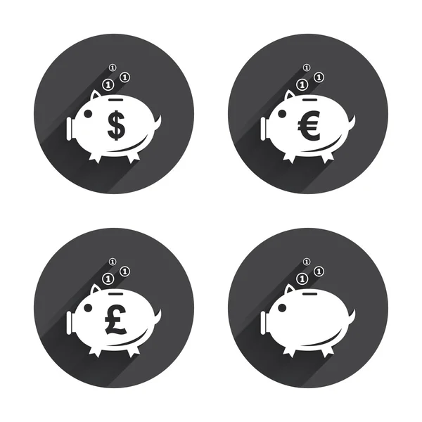 Piggy bank, finance, money icons — Stockový vektor